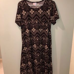 Black print swing dress